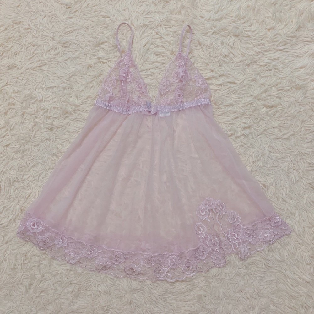 Fredrick’s of Hollywood Light Pink Lace Sheer Cami